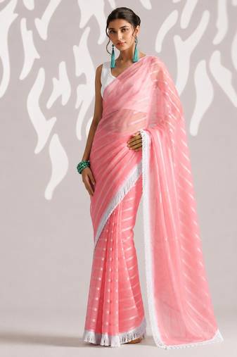 Solid pure chiffon ready to wear saree