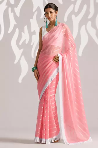 Solid pure chiffon ready to wear saree