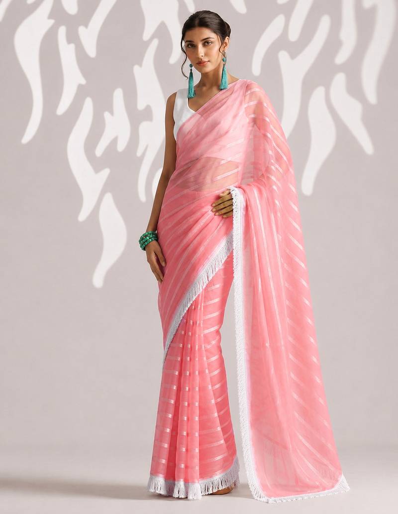 Solid pure chiffon ready to wear saree