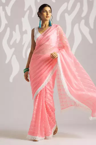 Solid pure chiffon ready to wear saree