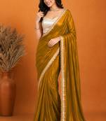 Chiffon coin sequin fringe lace pre-draped saree