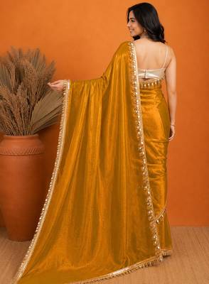 Chiffon coin sequin fringe lace pre-draped saree 4