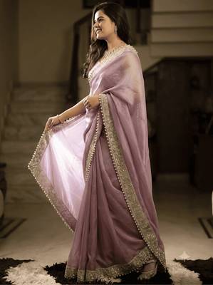 Embellished sequins tissue ready to saree 3