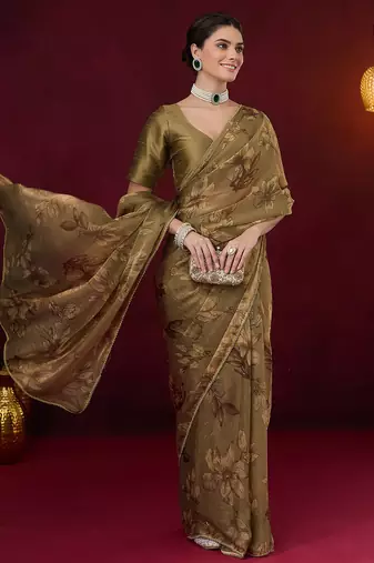 Solid pure chiffon ready to wear saree
