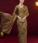 Solid pure chiffon ready to wear saree