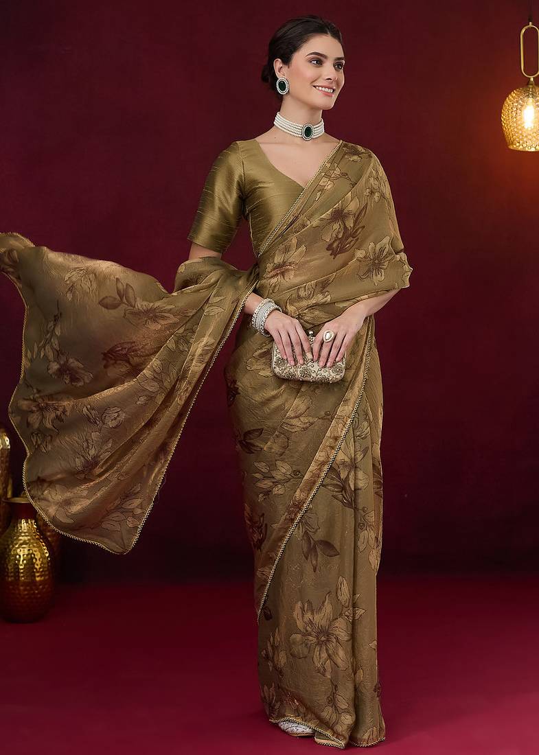 Solid pure chiffon ready to wear saree