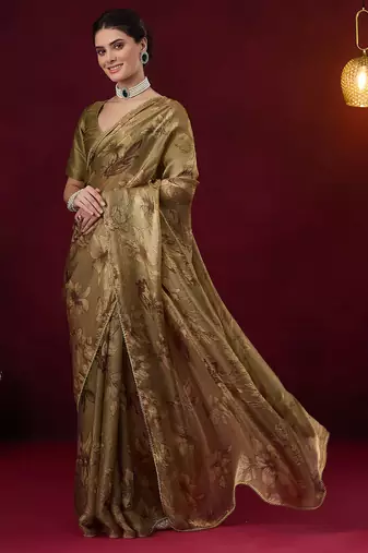 Solid pure chiffon ready to wear saree