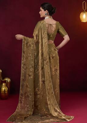 Solid pure chiffon ready to wear saree 3