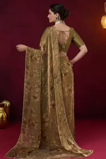 Solid pure chiffon ready to wear saree