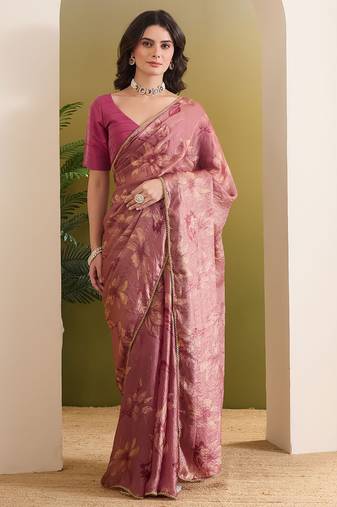 Solid pure chiffon ready to wear saree