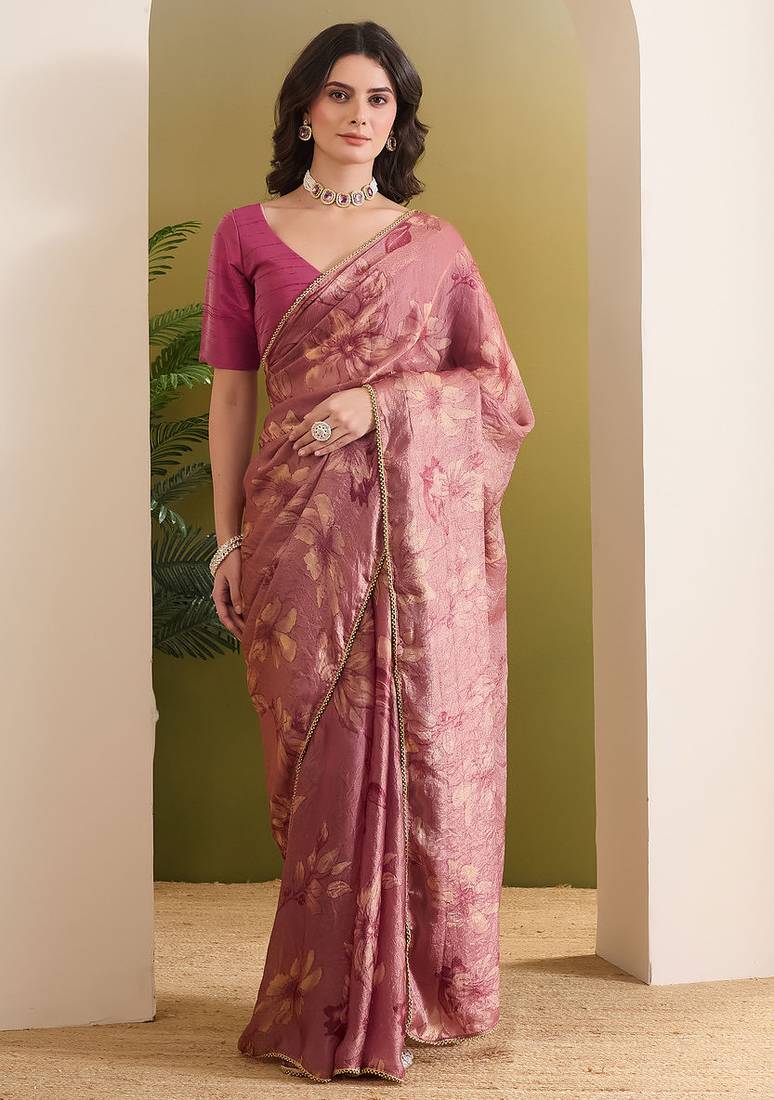 Solid pure chiffon ready to wear saree