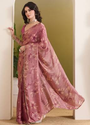 Solid pure chiffon ready to wear saree 2
