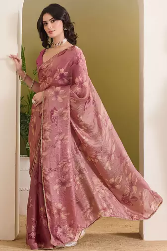 Solid pure chiffon ready to wear saree