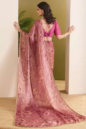 Solid pure chiffon ready to wear saree