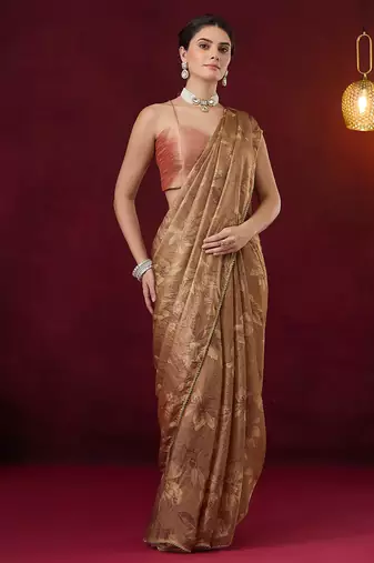 Solid pure chiffon ready to wear saree
