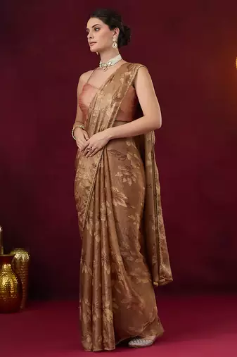 Solid pure chiffon ready to wear saree
