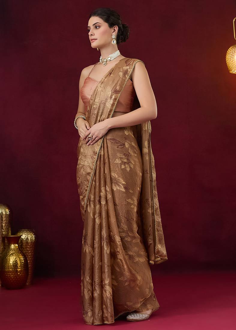 Solid pure chiffon ready to wear saree