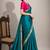 Rama green satin embellished ready to wear saree