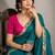 Rama green satin embellished ready to wear saree