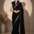 Black solid pure georgette embellished ready to wear saree