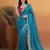 Blue satin embellished ready to wear saree