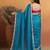 Blue satin embellished ready to wear saree