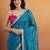Blue satin embellished ready to wear saree