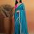 Blue satin embellished ready to wear saree