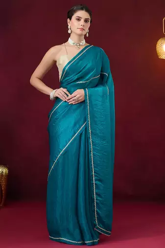 Solid satin ready to wear saree