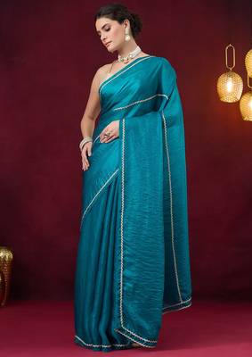 Solid satin ready to wear saree 2