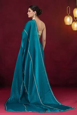 Solid satin ready to wear saree 3