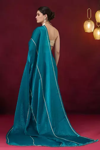 Solid satin ready to wear saree