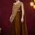 Pre pleated embroidered geometric print art silk ready to wear saree
