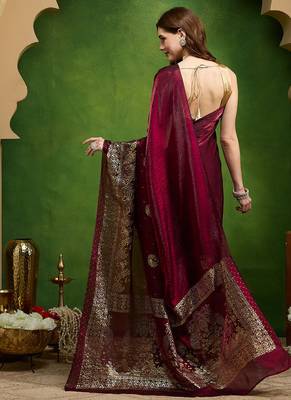 Foil floral printed satin ready to wear saree 3