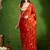Rust satin floral print zari ready to wear saree