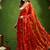 Rust satin floral print zari ready to wear saree