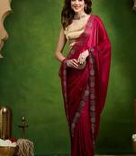 Pink pure georgette solid ready to wear saree