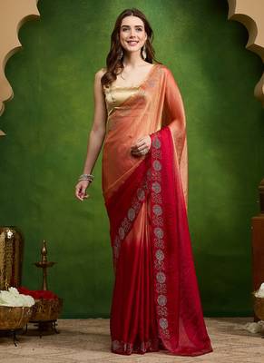 Sawaroj diamond work ombre satin ready to wear saree 2