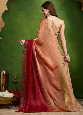 Sawaroj diamond work ombre satin ready to wear saree 3