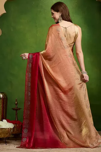 Sawaroj diamond work ombre satin ready to wear saree