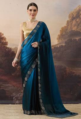 Sawaroj diamond work ombre satin ready to wear saree 1
