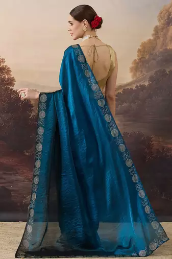 Sawaroj diamond work ombre satin ready to wear saree