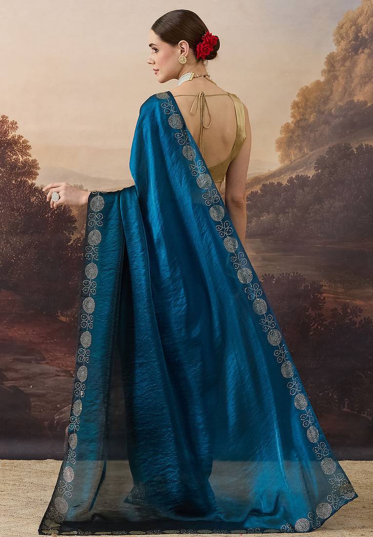 Sawaroj diamond work ombre satin ready to wear saree