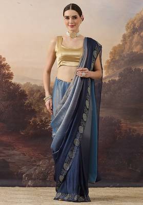 Sawaroj diamond work ombre satin ready to wear saree 1