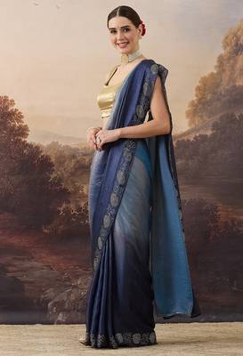 Sawaroj diamond work ombre satin ready to wear saree 2