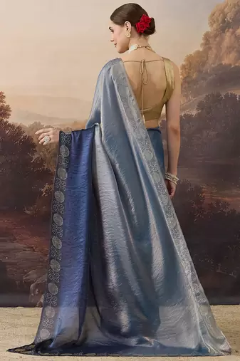 Sawaroj diamond work ombre satin ready to wear saree