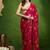 Pink satin floral print zari ready to wear saree