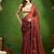 Leaf motif embroidery silk blend ready to wear saree with aari work