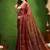 Leaf motif embroidery silk blend ready to wear saree with aari work
