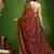 Leaf motif embroidery silk blend ready to wear saree with aari work